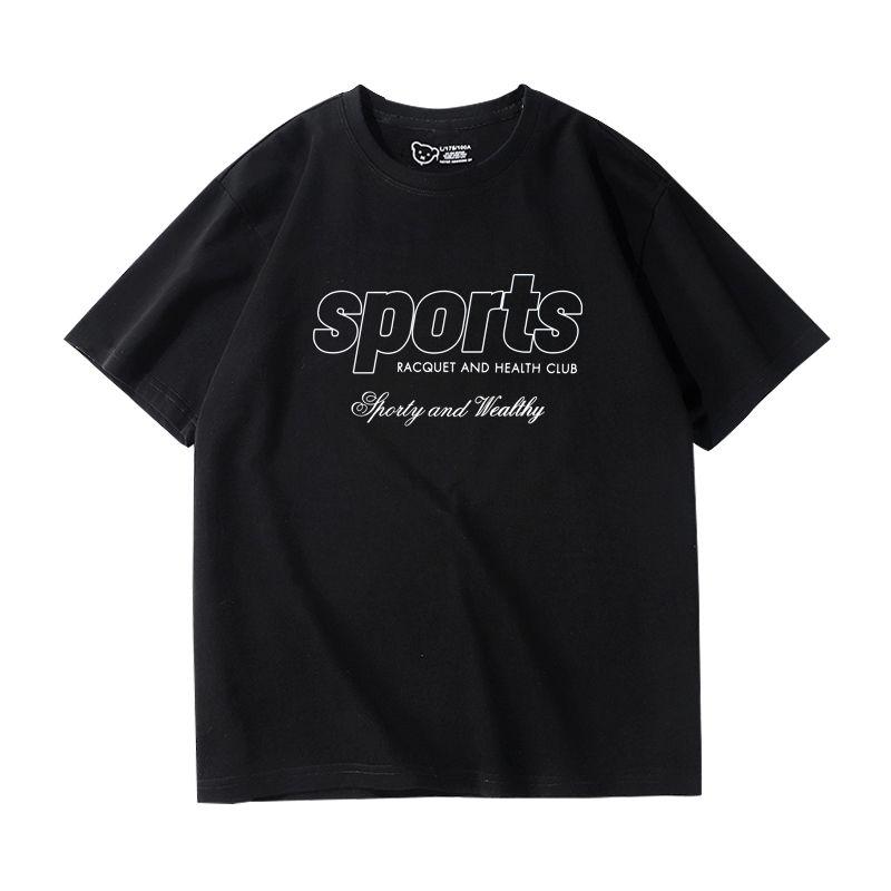 Women's Short-Sleeved T-shirt with Shoulder New Arrival Loose Leisure All-Matching Summer Sports Pure Cotton American Fashion Tennis Half Sleeve