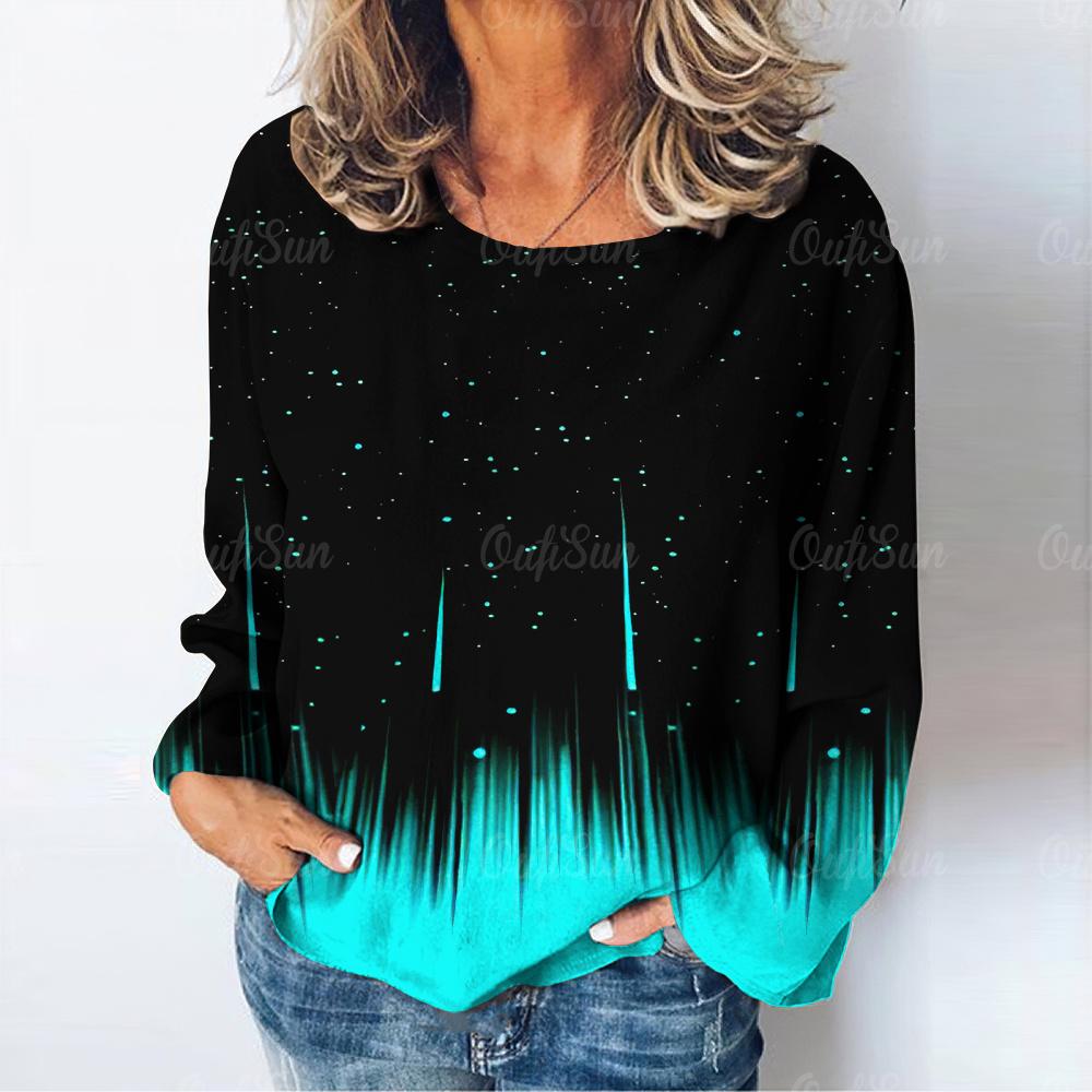Мода граффити бабочка принт цветной всплеск сосна кипарис длинный рукав футболка осенняя мода женская футболка