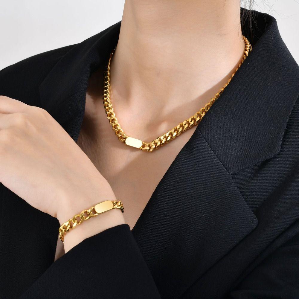 Simple Titanium Steel Necklace Solid Color Punk Necklace Bracelet Decoration