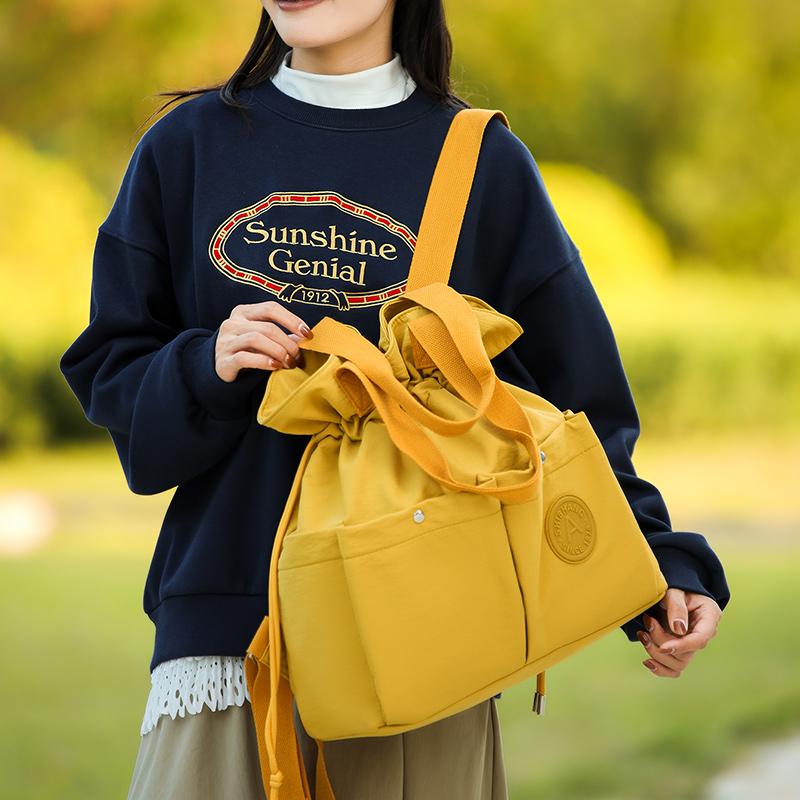 Women's Drawstring Backpack Multi-Functional Travel Bag Shoulder Tote Bag