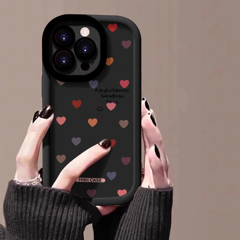 Full Screen Colorful Hearts for Apple 16promax Mobile Phone Case for IPhone14pro Puff 15 Anti-fall 13/11