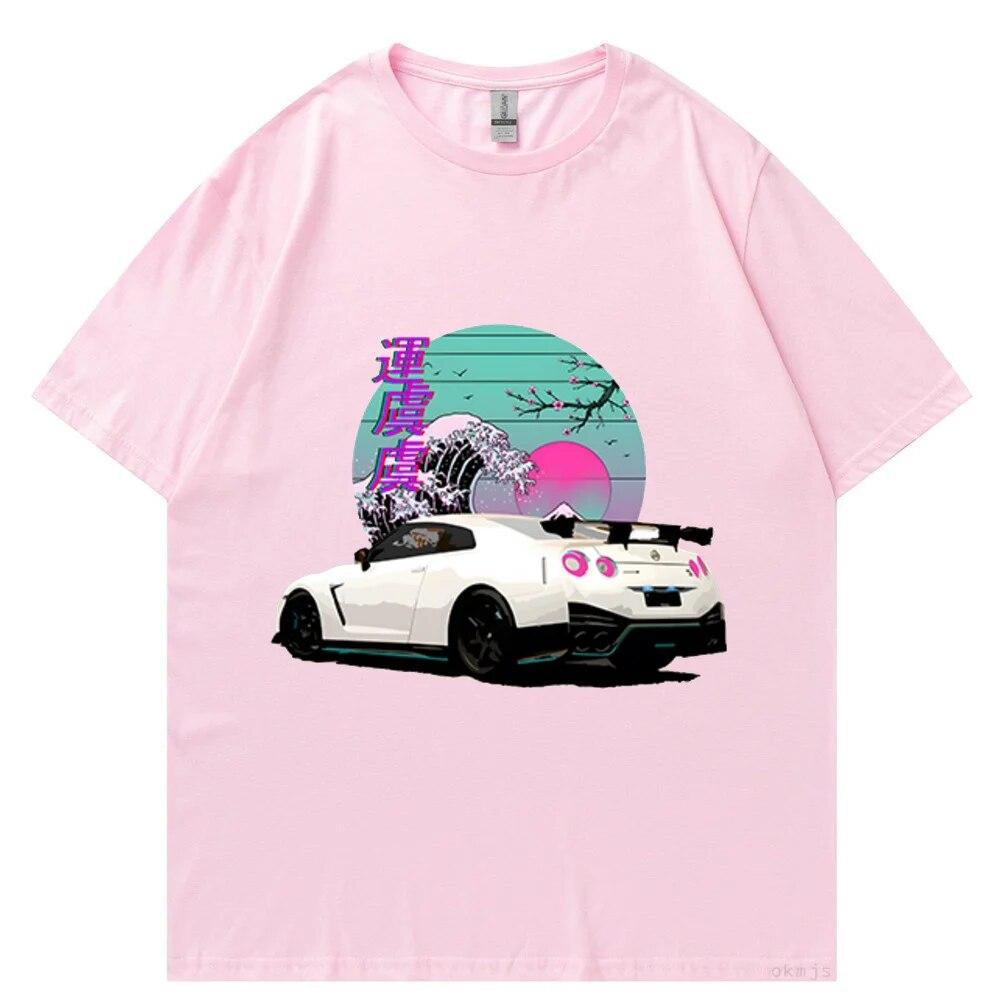 Initial D футболки Oversize футболка унисекс Лето унисекс Хип-хоп Забавный GTR Vaporwave JDM Автомобильный принт Футболка Harajuku Повседневные топы Футболка