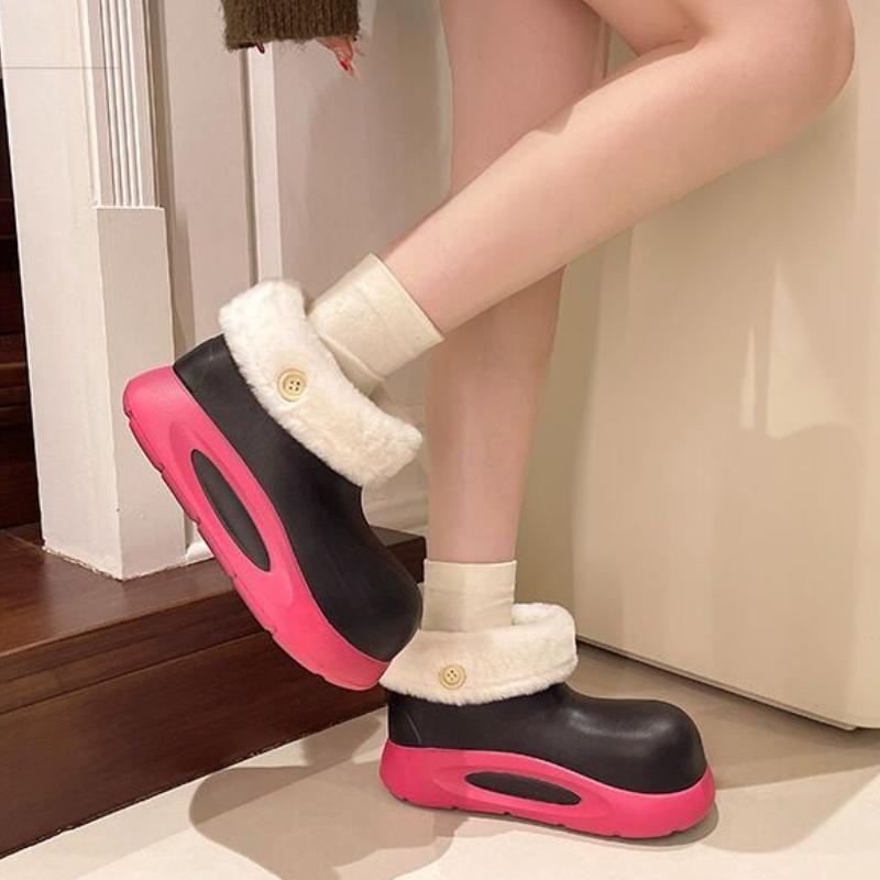 Cute Round Toe Platform Color Blocking Ladies Shoes Sale Designer Luxury Winter 2025 Novelty Fashion Plush Women's Snow Boots