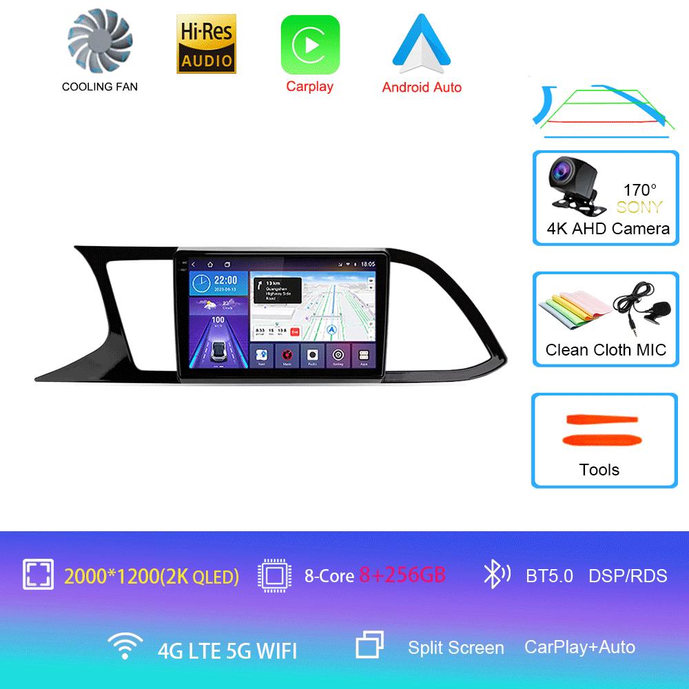 Android 14 Carplay для Seat Leon 3 2012 2013 2014 2015 - 2020 Навигация GPS Мультимедиа Автомобильный Радиоплеер стерео Wi-Fi+4G Auto BT