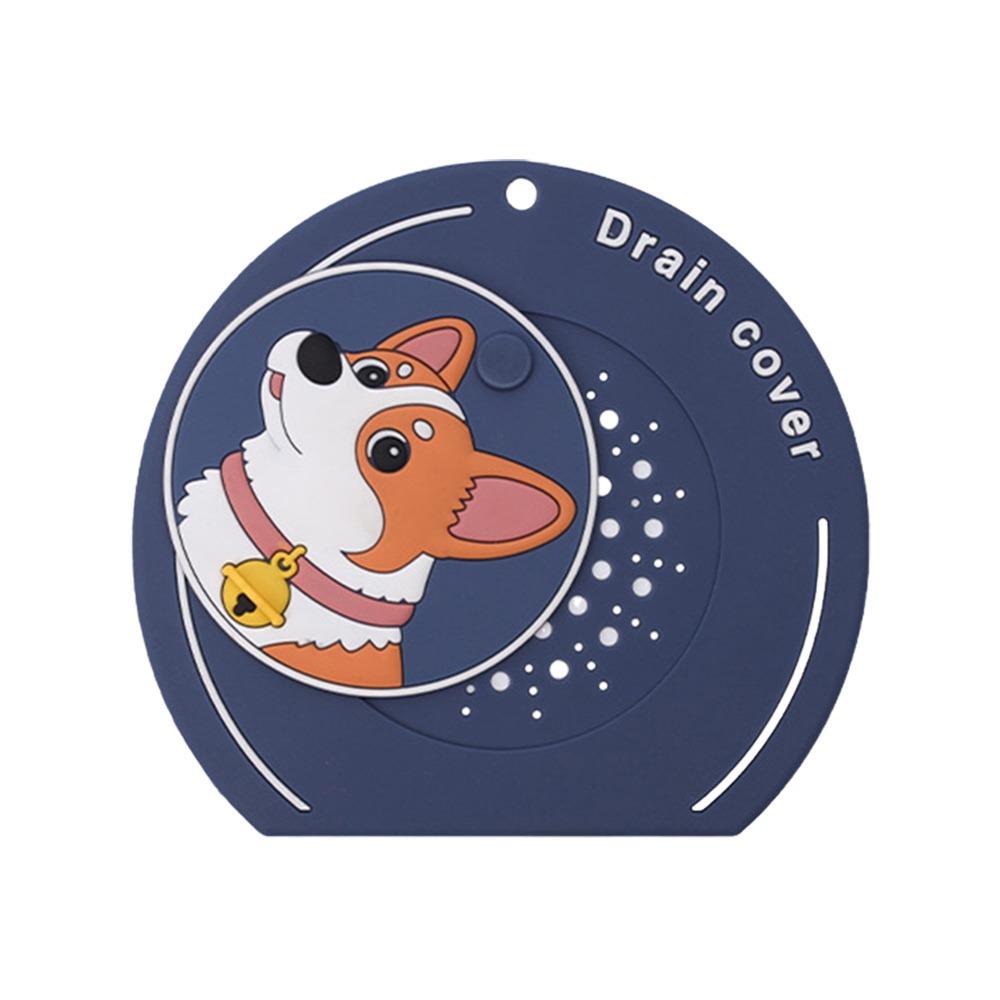 Cartoon Dog Floor Drain Cover Anti-odor Sewer Filter Pad Kitchen Sink Seal Mat  for Kitchen Toilet