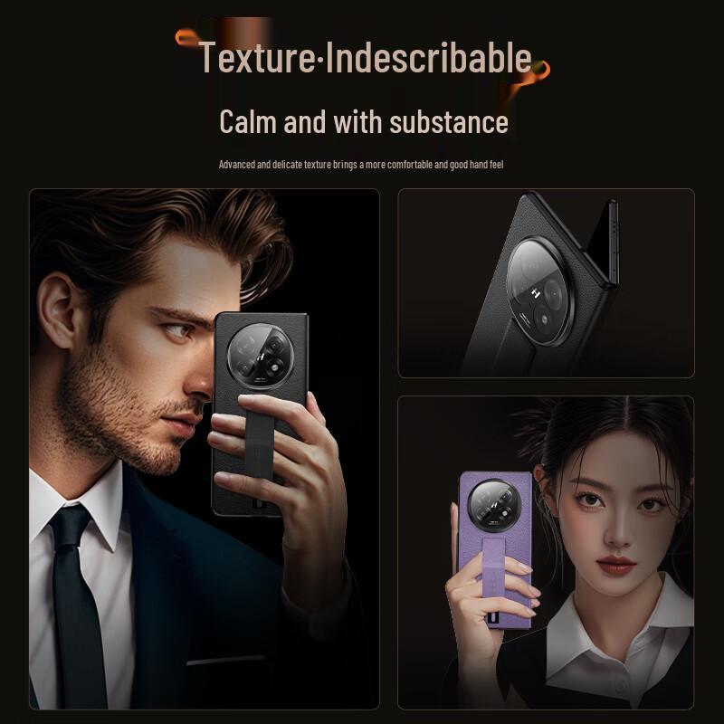 OPPO Find N5 Genuine Leather Flip Case with Wrist Strap