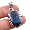 Natural Labradorite Gemstone 925 Solid Sterling Silver Gift Pendant 1.75" C5F16