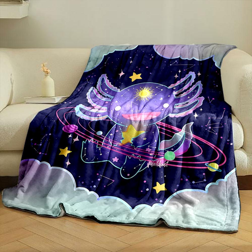 Celestial Axolotl Galaxy Blanket bedroom Blanket for Livingroom Couch lunch break Soft throw for Friend's festival Gift