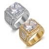 Ring New Gold Plated Diamond Luxury Inlaid 3A Zircon Hip Hop Men's Ring