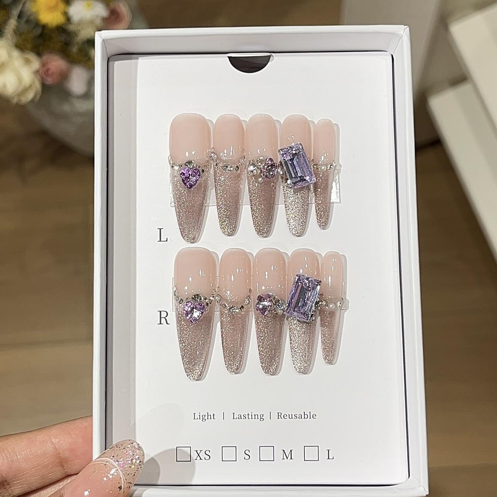 Water Lily Gentle Purple Atmosphere and Gentle Glutinous Ice Purple Cat Eyes French Pile Drill Wear Armor