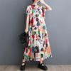 Новое винтажное платье с цветочным принтом больших размеров с коротким рукавом для женщин, повседневное свободное длинное летнее платье