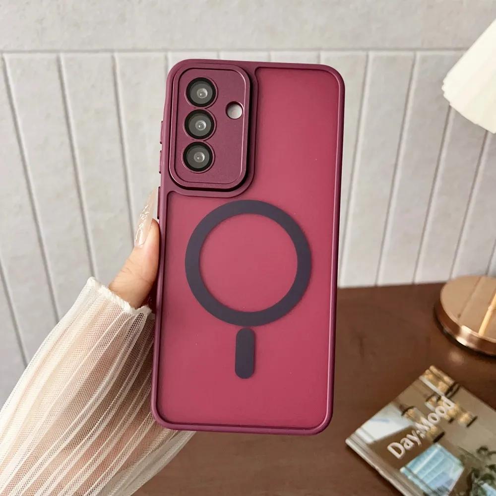 Роскошный Матовый Магнитный Чехол Для Samsung Galaxy S23 S24 S25 Ultra Plus A56 A55 A36 A35 A26 A16 A15 A06 A05 Беспроводная Зарядка Обложка
