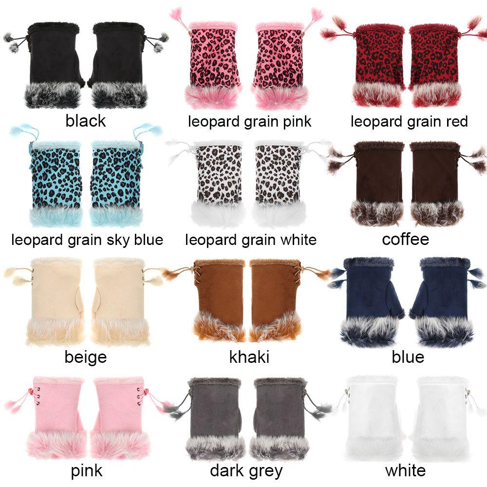 Winter Keep Finger Warm Soft Warm Mittens Fingerless Faux Rabbit Hair Gloves Thicken Warm