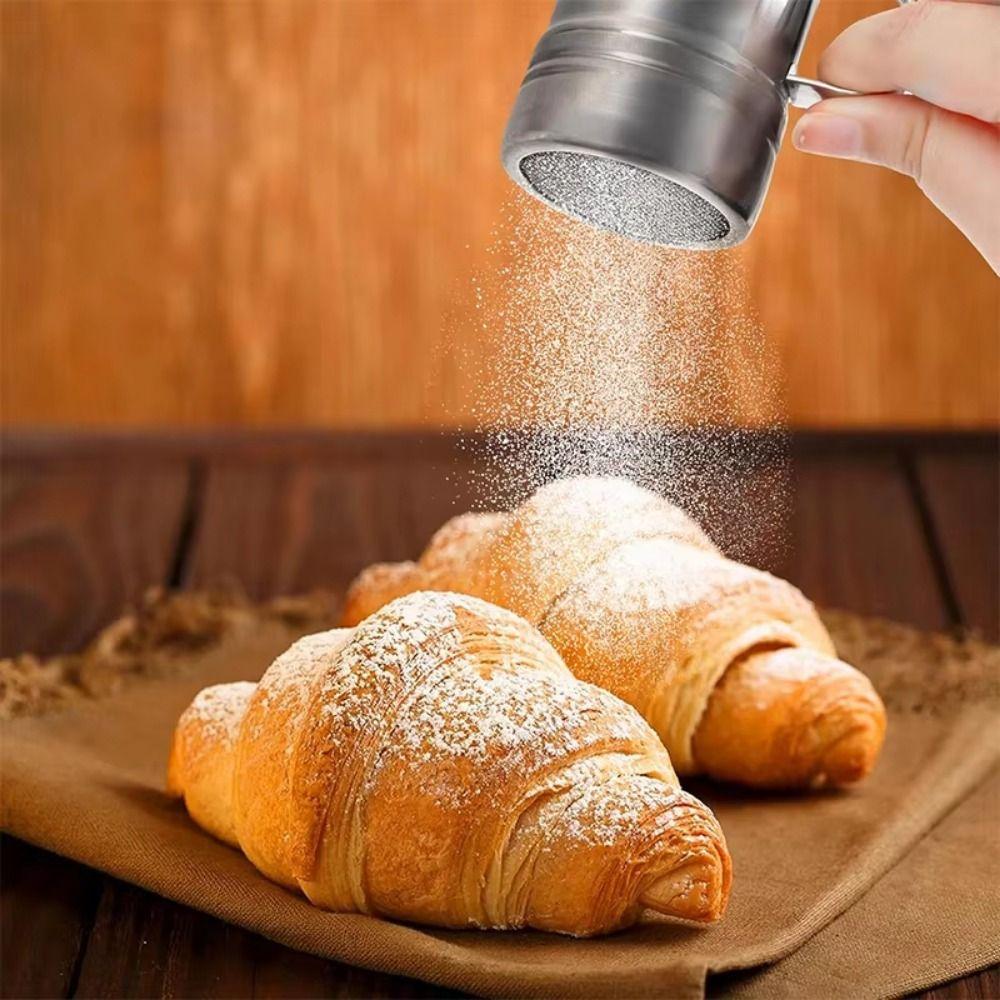 with Handle Powder Sieve Cans Fine Mesh Cinnamon Shake Powder Jar Fine Mesh Dredge Coffee Grounds