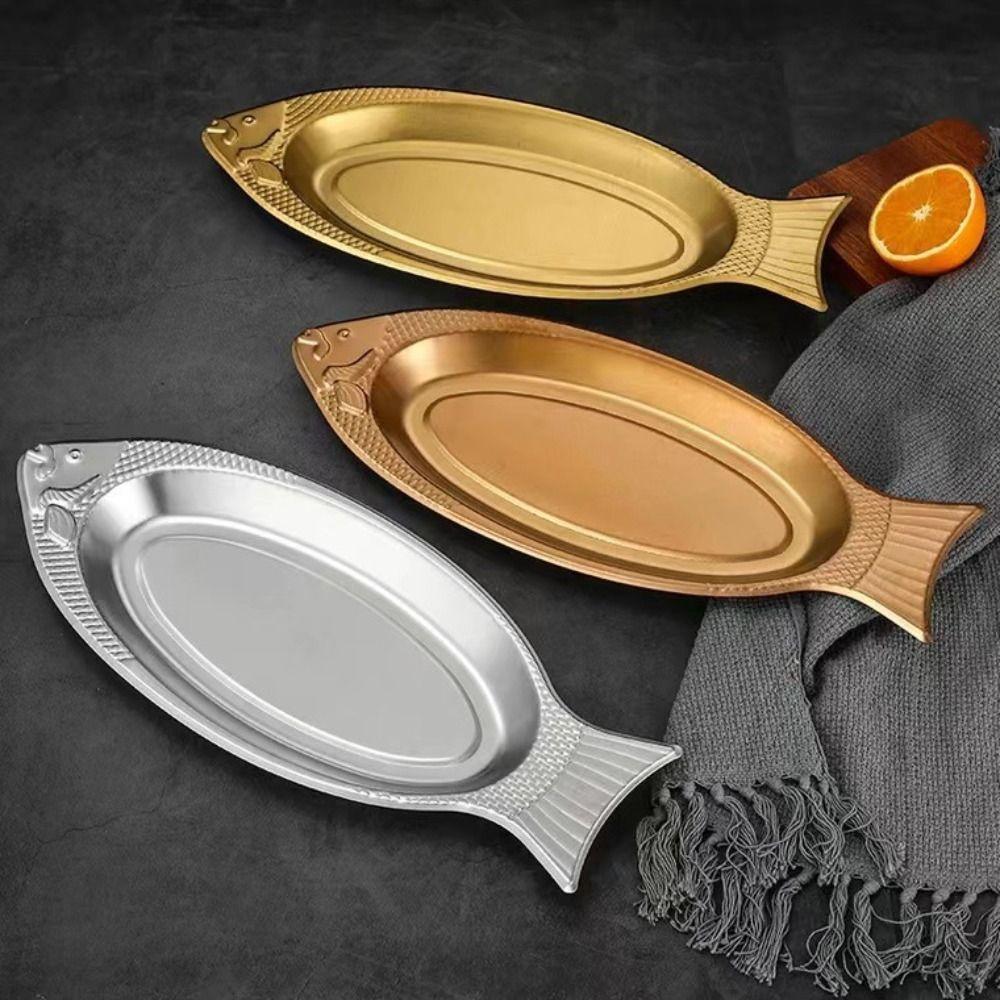 Oval Steamed Fish Plate Fish-Shaped Tray Plates Creative Barbecue Plate