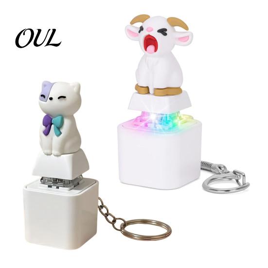 Finger Clicker with Light Sound 1/2Pcs Animal Keyboard Fidget Keychain, Rechargeable Goat Cat Toy LED Sound, Push Button Decompression Portable