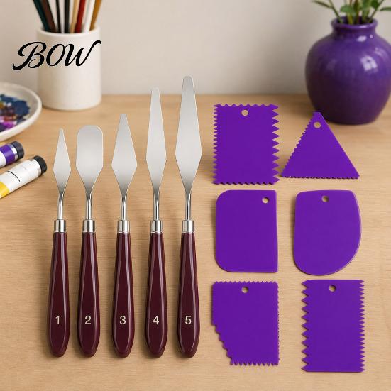 Professional Art Supply Spatulas 5Pcs Palette Knife with 6 Paint Scraper, Stainless Steel Spatula Artistic Texture Creation Tools Knife,