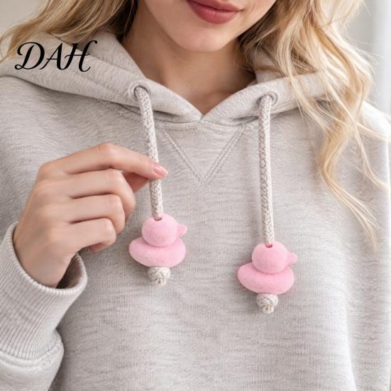 Colorful Craft Charms 6Pcs Cute Duck Hoodie Charms, Flocked Glossy Acrylic Ducks, Random Color, DIY Clothing Accessories Drawstring