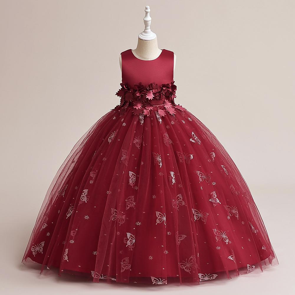 Summer Girls Dresses For Children Tulle Bridesmaid Wedding Kids Party Dress for Girl Costume Birthday Princess Ball Gown