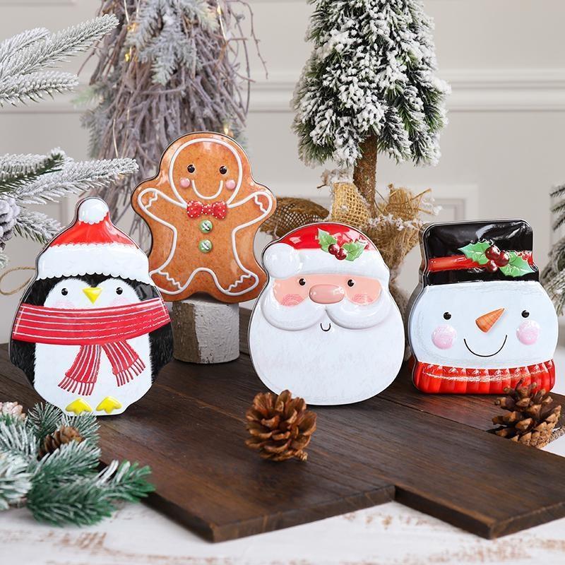 Gingerbread Man Iron Gift Sugar Box Christmas Merry Home Decoration New Year Christmas Gift Box Christmas Decoration 1 Piece