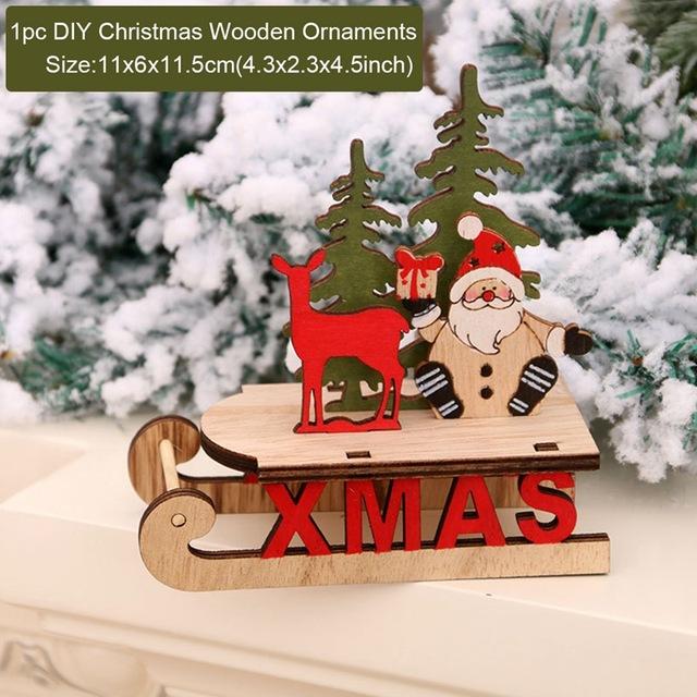 Рождественский Санта-Клаус Деревянное Украшение Веселое Рождественское Украшение Для Дома Рождественское Украшение Навидад Ноэль Подарок С Новым Годом 2024