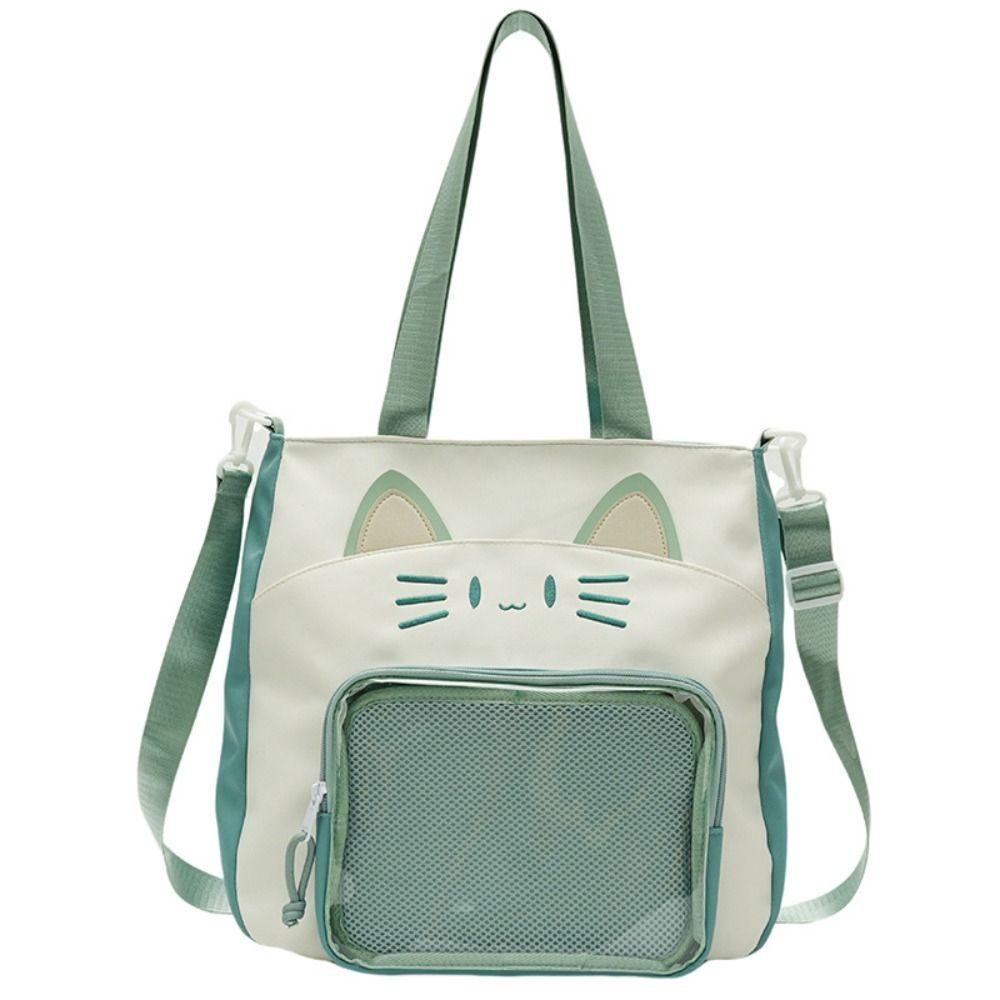 Nylon Transparent Pocket Zipper Bag Fashion Backpacks Pouch Bag Kawaii Cat Itabag  Children