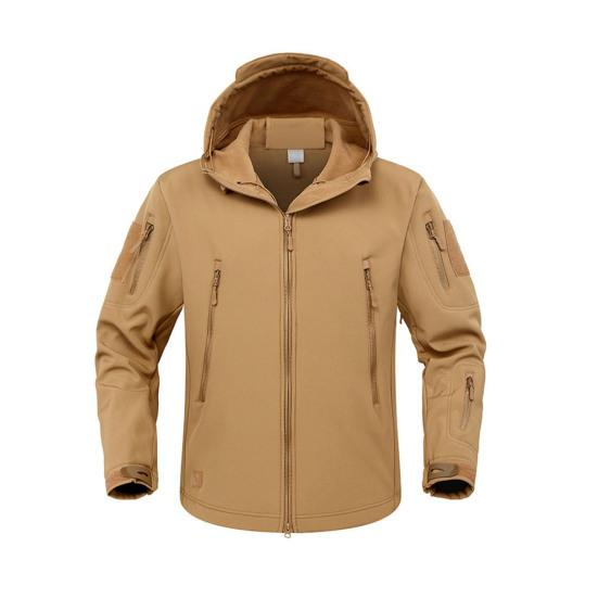 Men Jacket Hooded Long Sleeve Solid Color Jacket Coat with Multi Pockets Zipper