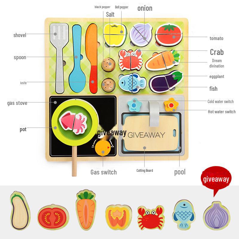 Деревянный набор игрушек-головоломок для резки фруктов для детей: Кухонный игровой набор и набор для барбекю