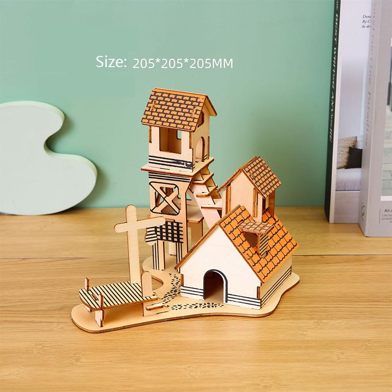Лазерная резка Сделай сам Дома Виллы Здание 3D Деревянный пазл Игрушка Сборная модель Наборы Украшение стола Для детского подарка
