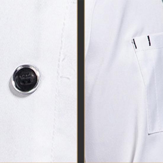 1 Set Unisex Chef Shirt Apron Set Kitchen Double-breasted Short Sleeve Stand Collar Soft Breathable Stain-resistant Loose Kitchen Bakery Cook Set