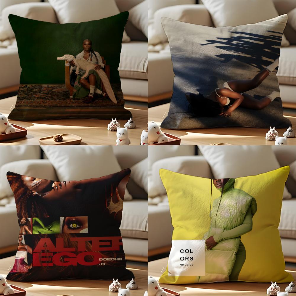 Doechii Album Cushion Cover Anti-dustmite Pillowcase Invisible Zipper Silky Short Plush Sofa Cushion Cover