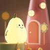 New Creative Mini Cute Cartoon Pear Shaped Pat Light Bedroom Lamp Soft Silicone Rechargeable Night Light