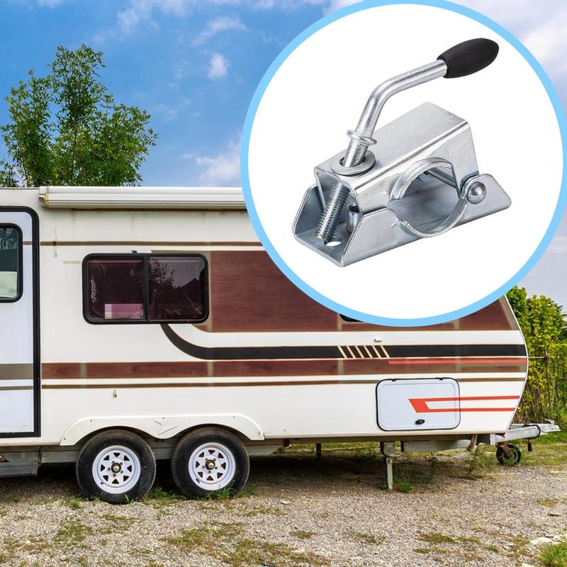 Nonslip Handle Trailer Jack Split Clamp Galvanized Steel Support Equipment for 48mm Pipe Fitting