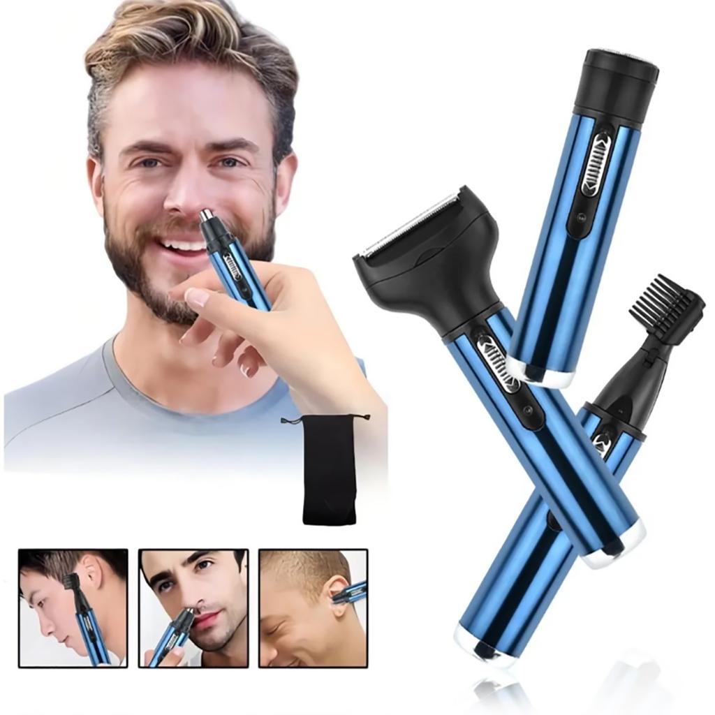 Набор триммеров для носа 4 в 1, USB-перезаряжаемый, беспроводной, портативный, 400 мАч, набор машинок для стрижки бровей и бороды, небесно-голубой