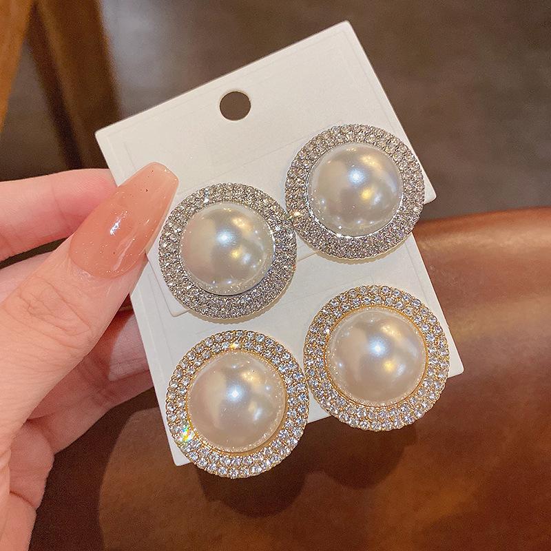 Серьги с крупным жемчугом из серебра 925 пробы: Роскошные, универсальные и модные украшения со сверкающими бриллиантами для элегантных женщин