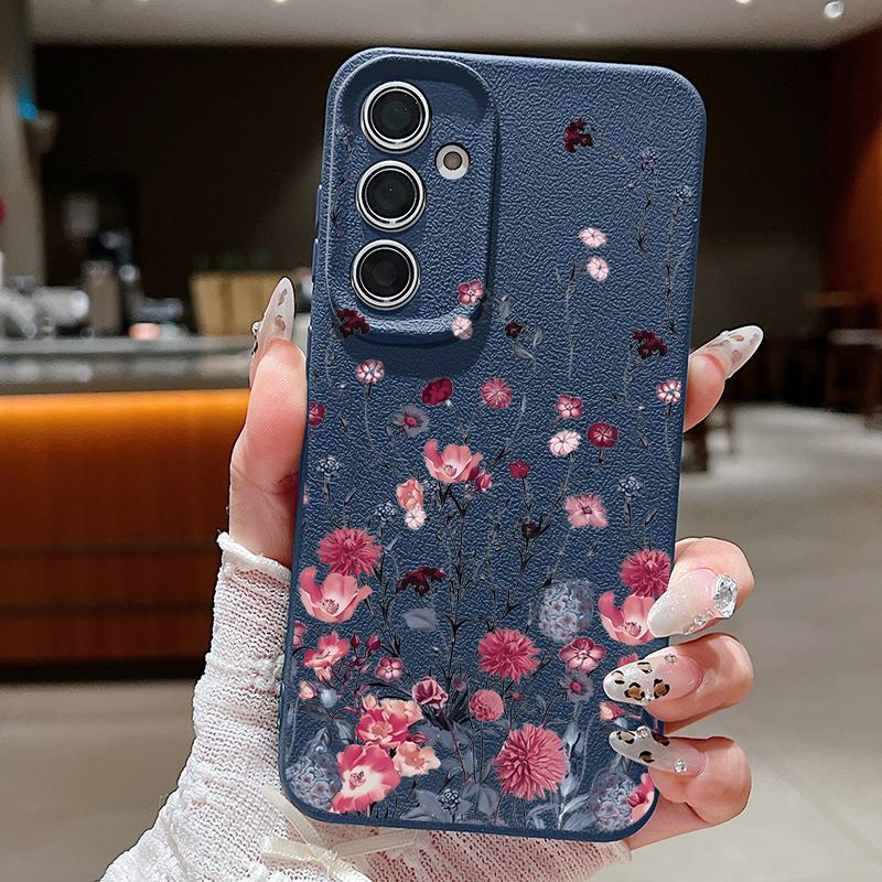 Фиолетовый Цветочный Чехол Для Samsung Galaxy S24 S26 S23 S22 S25 Ultra S21 FE A14 A16 A26 A36 A56 A15 A35 A17 A37 A57 A54 A55 5G Capa