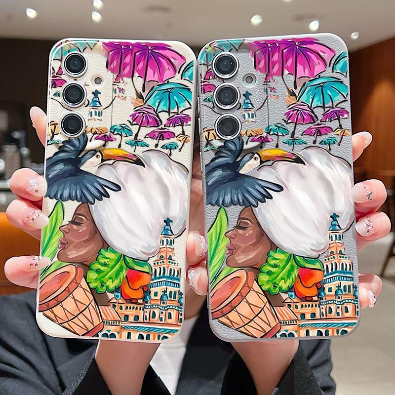 Чехол с тропическим узором тукана для Samsung Galaxy A57 A56 A55 A54 5G A37 A36 A35 A34 A17 A16 A15 A14 Силиконовая крышка с текстурой кожи