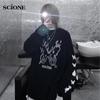 Sweatwear Harajuku Gothic Women Men Hoodies Black Top Dark Flame Print Top Loose Long Sleeve T-shirt