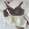 "Elegant French Satin Mesh Bra - Light, Anti-Sag, Wire-Free Design for All Sizes"