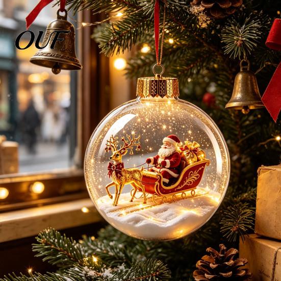 Christmas Party Supplies Favors Glowing Ball Ornaments, 3D LED Lighted Acrylic Hanging Light-up Holiday Keepsakes Balls for Tree Mantel Window,