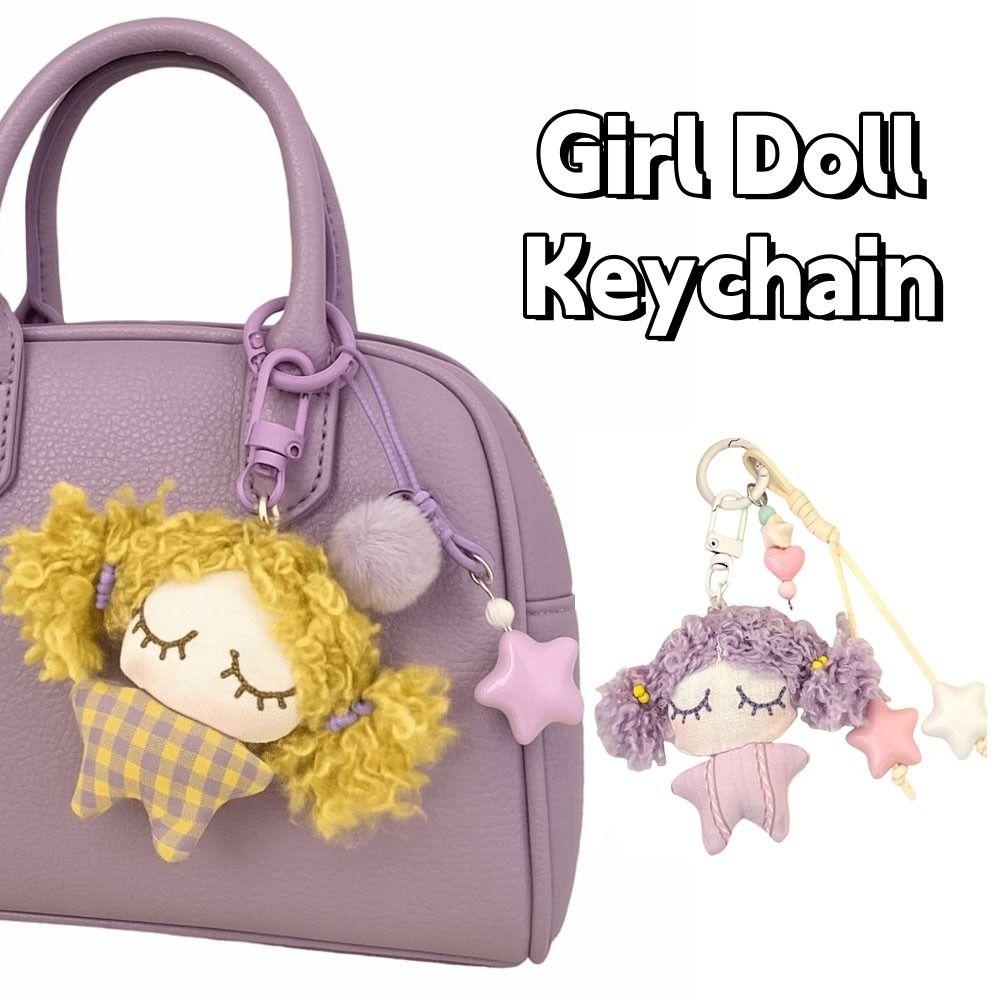 Stuffed Cartoon Bag Pendant Star Car Key Ring Lovely Little Girl Keychain  Bag Pendant