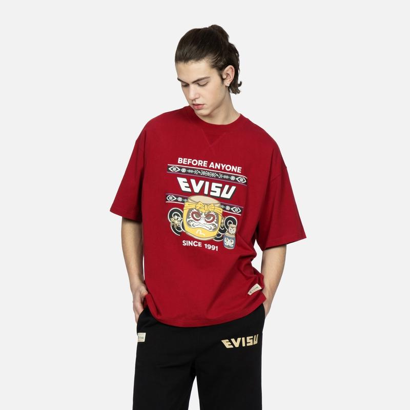 EVISU T-Shirts Men's Crew Neck Moderate Straight Fit 2ESHTM3TS528LFCT