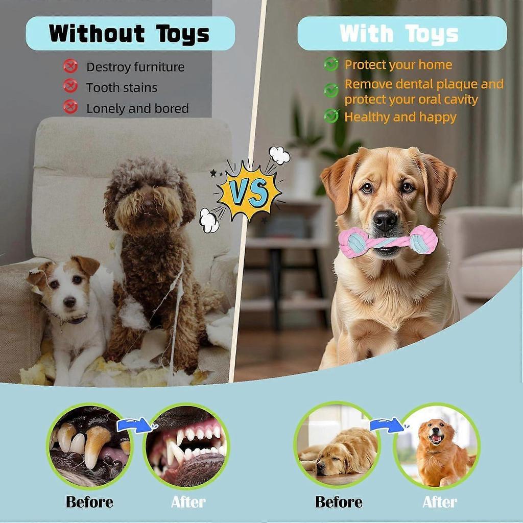 8Pack Dog Rope Toys, Interactive Tough Chew Toys for Small and Medium Dogs, Clean Teeth and Relieve Boredom, Tug of War, Aggressive Chewers, Cotton Ro
