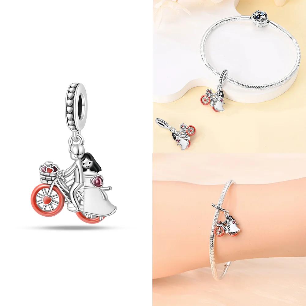 Розовый циркон Свитер с открытой передней частью для влюбленной пары Медные шармы Бусины Оригинальная посадка Браслет Женская нежность Сделай сам Подарок для девушки