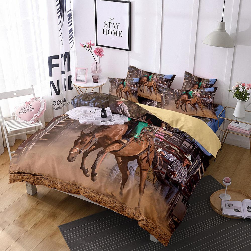 Комплект пододеяльника с лошадьми, Полуторный размер, Постельное белье для детей, подростков, Западный ковбойский, Полиэстеровый чехол для одеяла, Покрывало с наволочкой