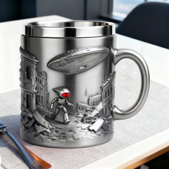 Кружка-книга 3D Расписанная вручную полирезиновая кофейная кружка с внутренней частью из нержавеющей стали Подходит для микроволновой печи и посудомоечной машины Литературная кружка Уникальный подарок для книголюбов писателей
