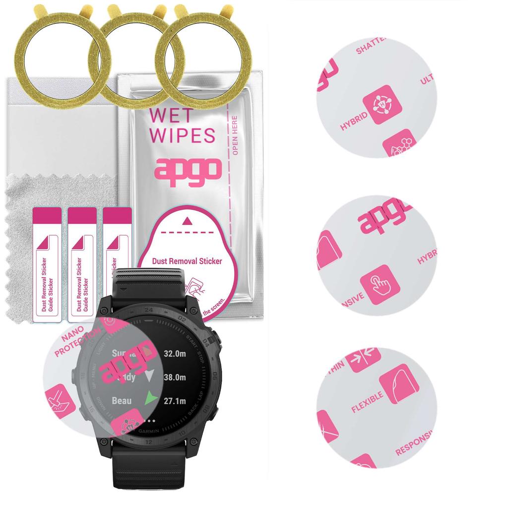 3x Apgo Ultra-Clear Hybrid Protective Glass Compatible with Garmin Tactix 7, Flexible Nano Glass, Great Replacement for Tempered Glass, Scratch-resist