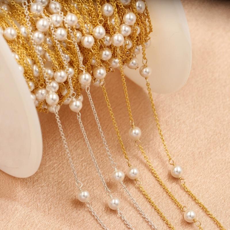 E476 14K Gold Filled with S925 Sterling Silver Chain Pearl Beads Spacer Chain for Necklace Bracelet Making