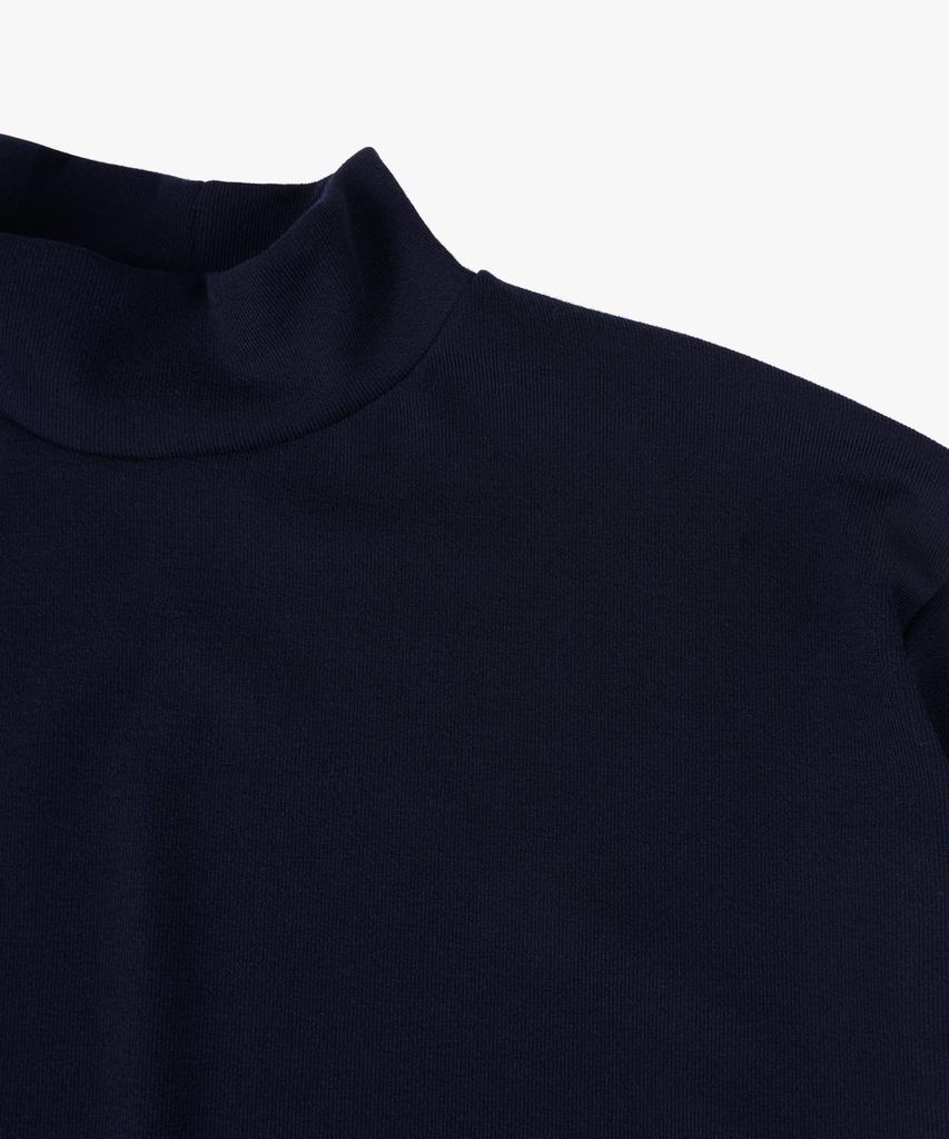 ESN Ribbed Half-Turtleneck Knit T-Shirt Navy