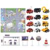 Children's Map Carpet Alloy Car Model Set with Map Fire Engine Police Car Engineering Car